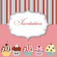 Cupcake invitation card vector illustration N7