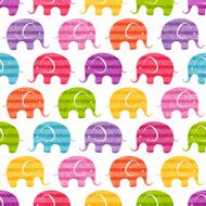 Vector seamless pattern with funny elephants