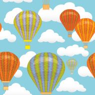 Seamless pattern Hot air balloon clouds sky Vector illustration