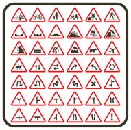 Simple UK Road Signs Cautionary Series