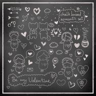 Chalk board romantic set in vector