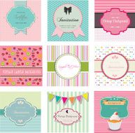 Set of vintage labels and invitations vector desig