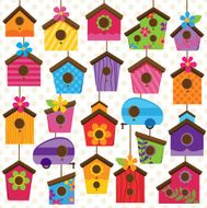 Vector Set of Cute and Colorful Bird Houses