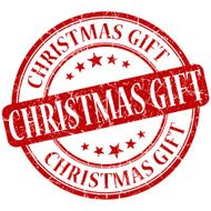 Christmas gift grunge red round stamp