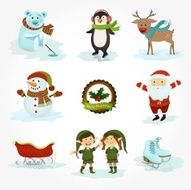 Collection of winter characters and objects