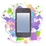 smartphone with colorful ink