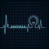 heartbeat make success word and light-bulb