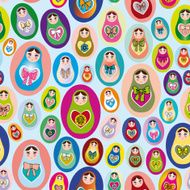 Seamless patten with Russian dolls on a blue background vector