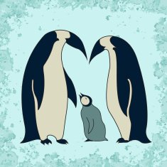 Penguins family vector illustration