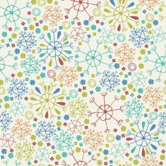 Seamless doodle linear texture with flowers and petals