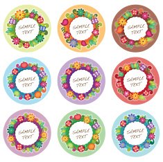 round floral label set