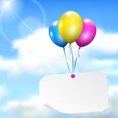 Multicolored balloons with paper card N2