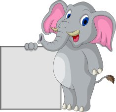 elephant cartoon with blank sign