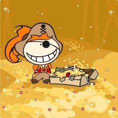Cute pirate and treasures