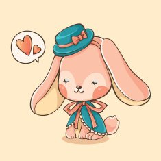 Cute and stylish bunny with love bubble speech