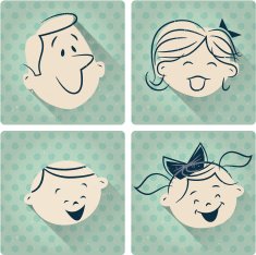 Family cartoon retro