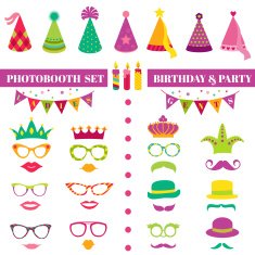 Photobooth Birthday and Party Set - glasses hats crowns masks