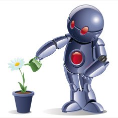 Little Robot 001 and flower