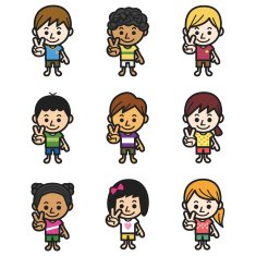 Cute kids making victory sign