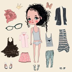 Cute dress up girl paper doll