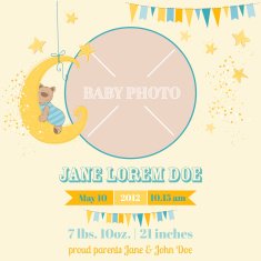 Baby Arrival Card - Sleeping Bear Theme
