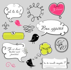 Birds and speech bubbles set