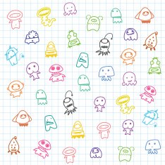 Cute cartoon aliens background for children