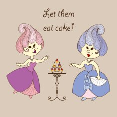 Vector illustration - cartoon princess eat cake
