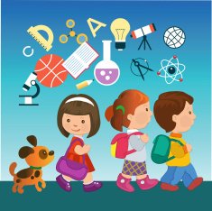Cartoon children with education icons N4