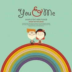 couple standing on rainbow