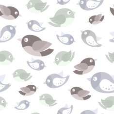 Different birds seamless pattern in light gray