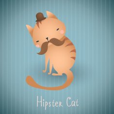 Cute cat in bowler hat with mustache
