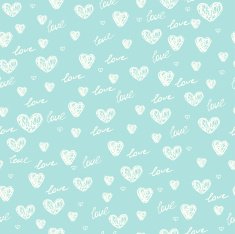 Endless blue romantic doodle heart pattern