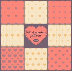 Set of 8 romantic seamless patterns Valentine's Day backgrounds