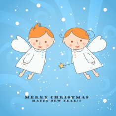 Christmas card with a cute little angels N2