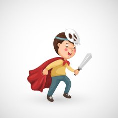 boy acting as knight