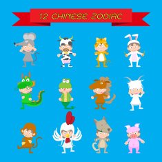 set characters of kid in Chinese zodiac animal fancy dress