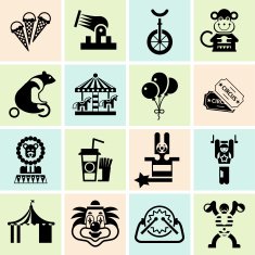Circus icons set black