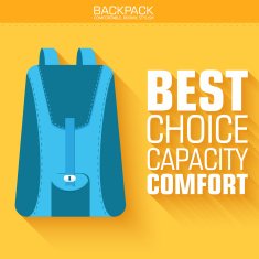Flat schoolbag on the background Vector illustration design