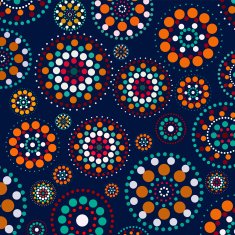 abstract colorful polka dots pattern with blue background
