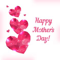 Happy Mother day Love symbol Pink origami heart on white N2