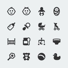 Vector baby mini icons set