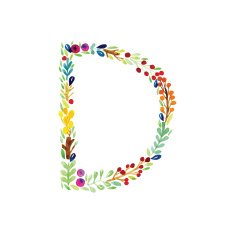 Watercolor floral monogram D