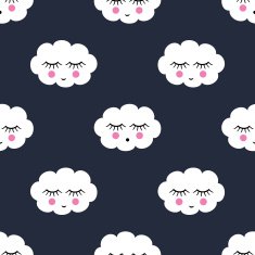 Seamless pattern with sleeping clouds