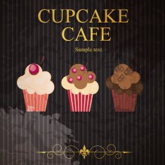 The concept of cupcakes cafe menu Vector illustration