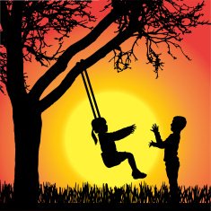 Vector silhouette of children N443
