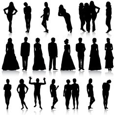silhouettes of beautiful mans and womans N9