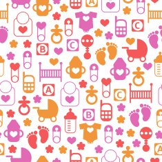 Seamless baby pattern endless background of icons