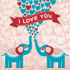 cute enamored elephants in love Valentine's day card greeting card