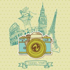 Lovely Card - Vintage Camera with Europe Architecture N2